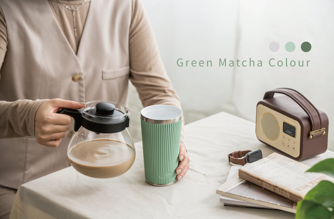 凱菲陶瓷塗層保溫杯-抹茶綠